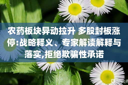 農(nóng)藥板塊異動拉升 多股封板漲停:戰(zhàn)略釋義、專家解讀解釋與落實,拒絕欺騙性承諾